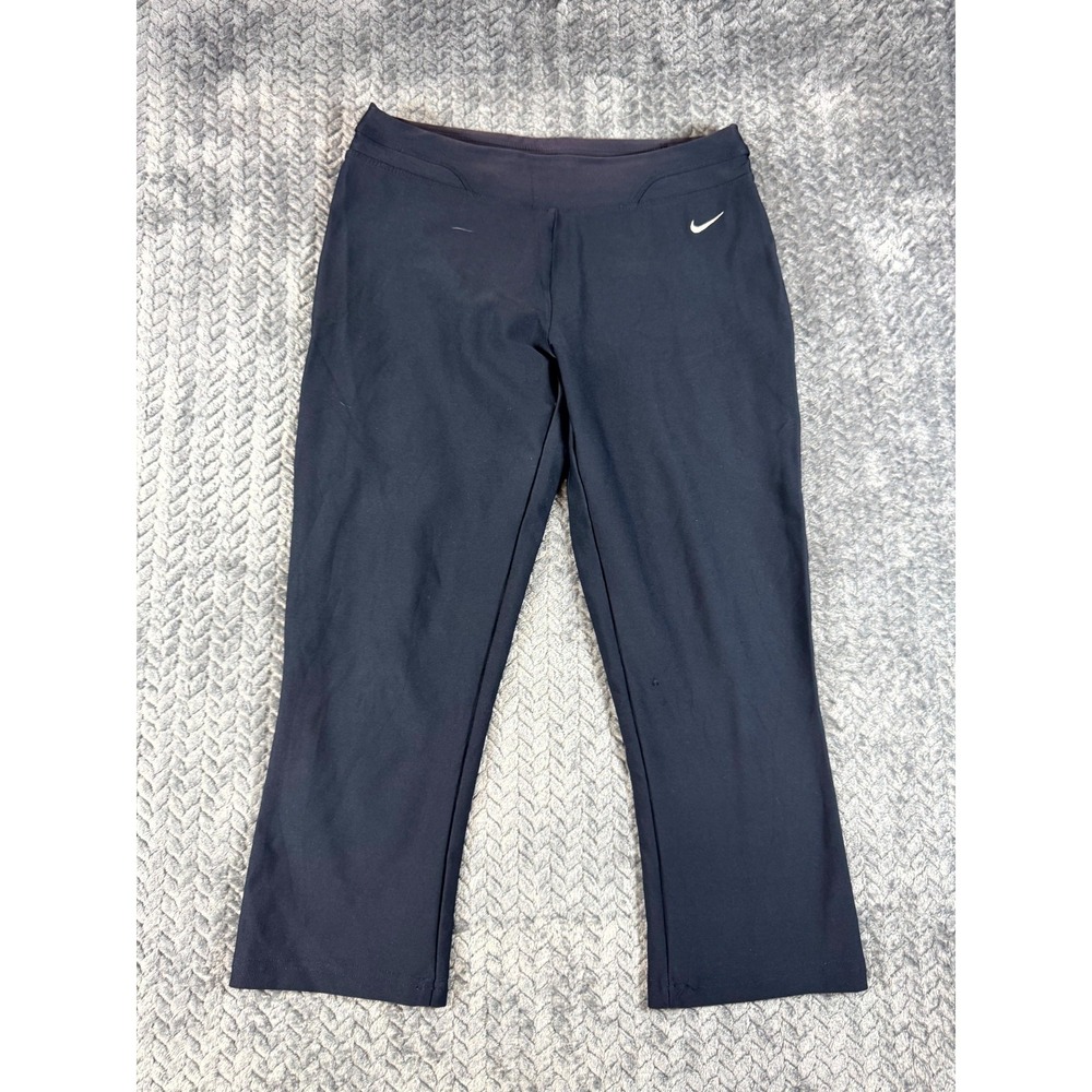 Nike Dri Fit Leggings Womens XS Black Swoosh Logo Stretch Straight Leg‎ Running